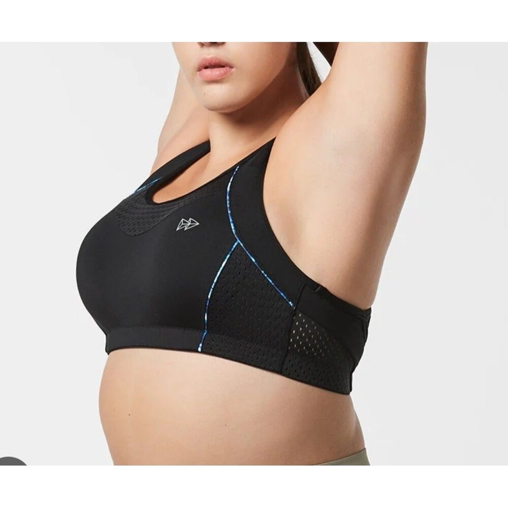 Nwt Yvette Sport Bra Black Sculp Racerback Sz 5XL High Impac Padded Breathable